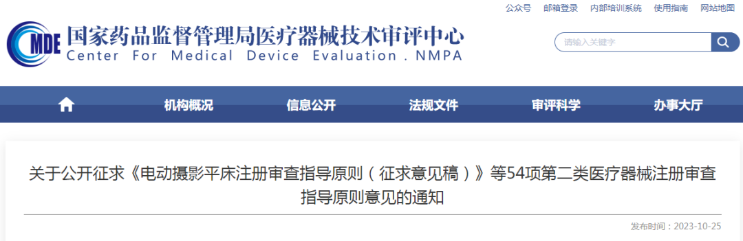 【CMDE】54項第二類醫(yī)療器械注冊審查指導原則意見征求中